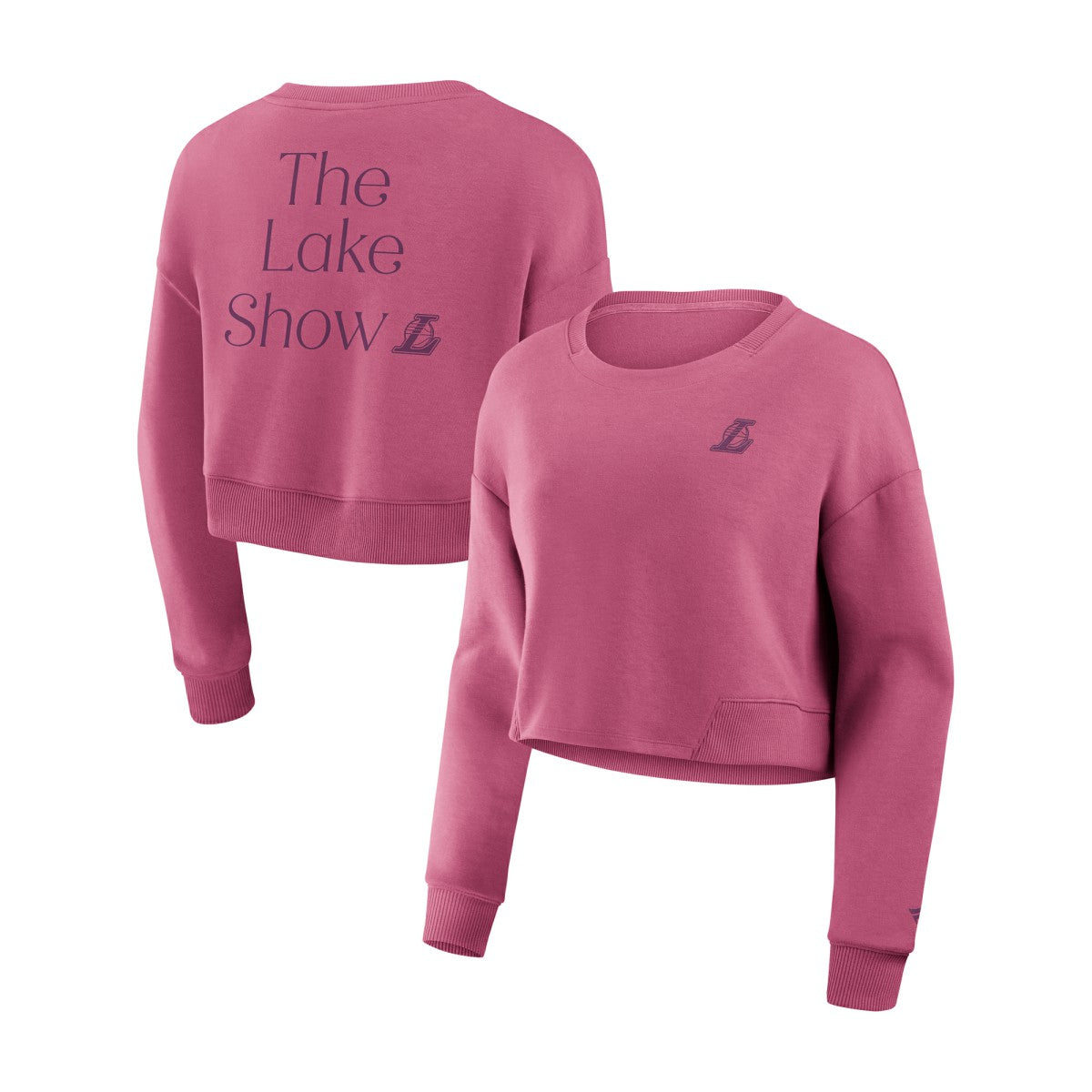 Pink Los Angeles Lakers Women's Studio Tri-Blend Cropped Pullover Sweatshirt | NBA