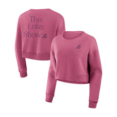 Pink Los Angeles Lakers Women's Studio Tri-Blend Cropped Pullover Sweatshirt | NBA