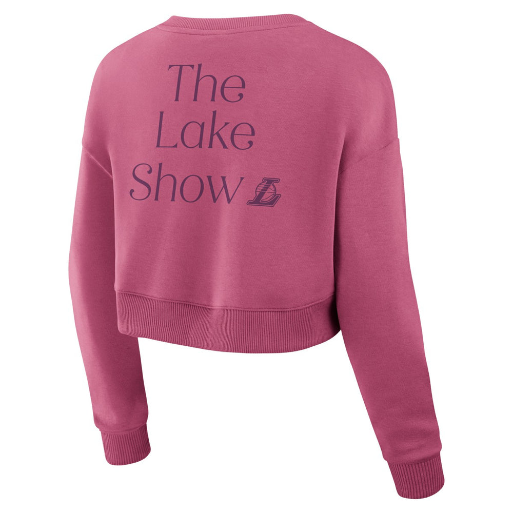 Pink Los Angeles Lakers Women's Studio Tri-Blend Cropped Pullover Sweatshirt | NBA