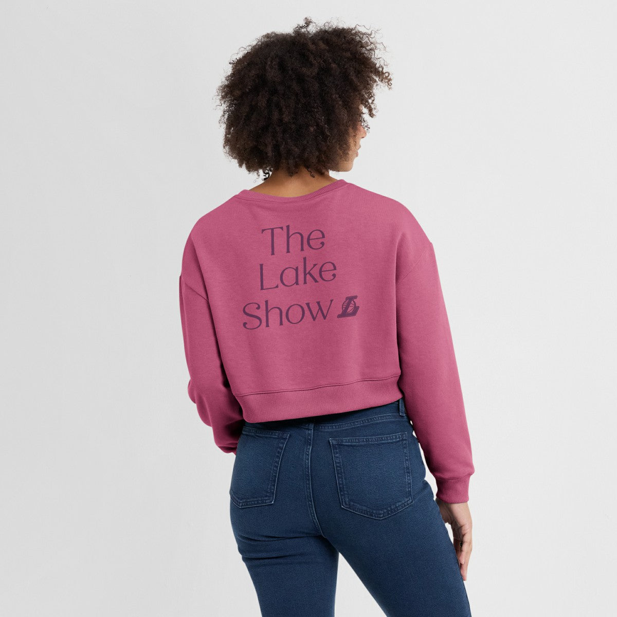 Pink Los Angeles Lakers Women's Studio Tri-Blend Cropped Pullover Sweatshirt | NBA