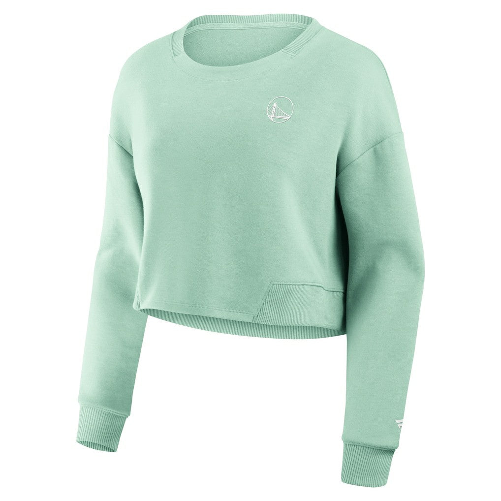 Mint Golden State Warriors Women's Studio Tri-Blend Cropped Pullover Sweatshirt sale | NBA