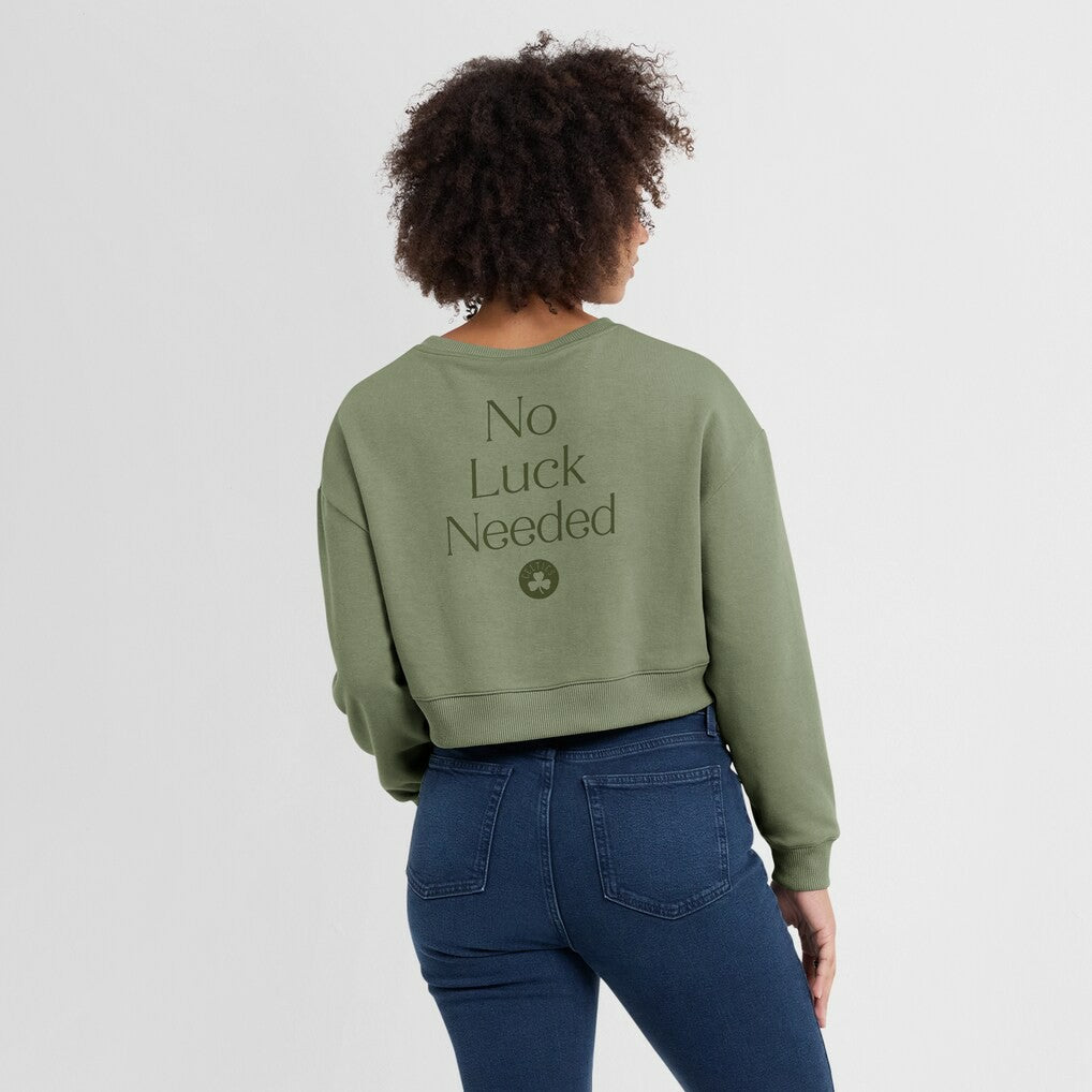 Olive Boston Celtics Women's Studio Tri-Blend Cropped Pullover Sweatshirt | NBA