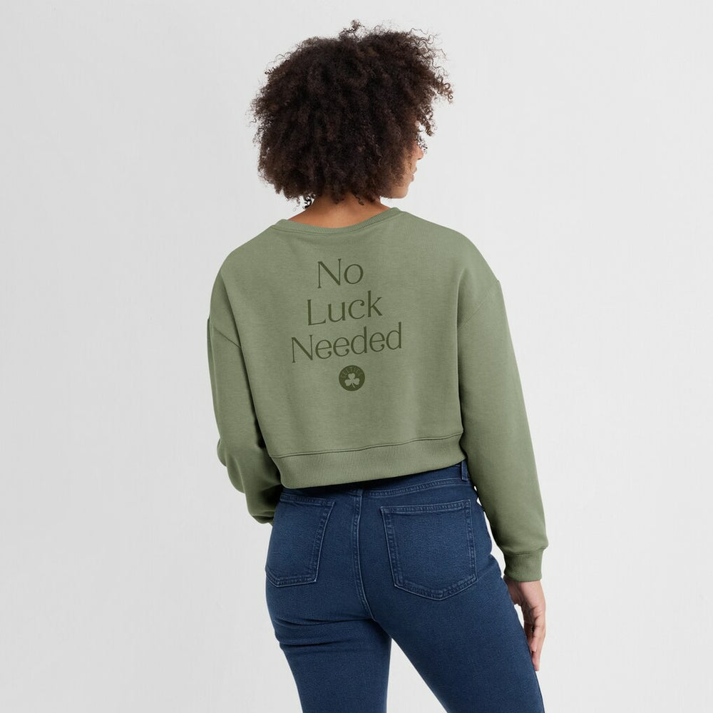 Olive Boston Celtics Women's Studio Tri-Blend Cropped Pullover Sweatshirt | NBA
