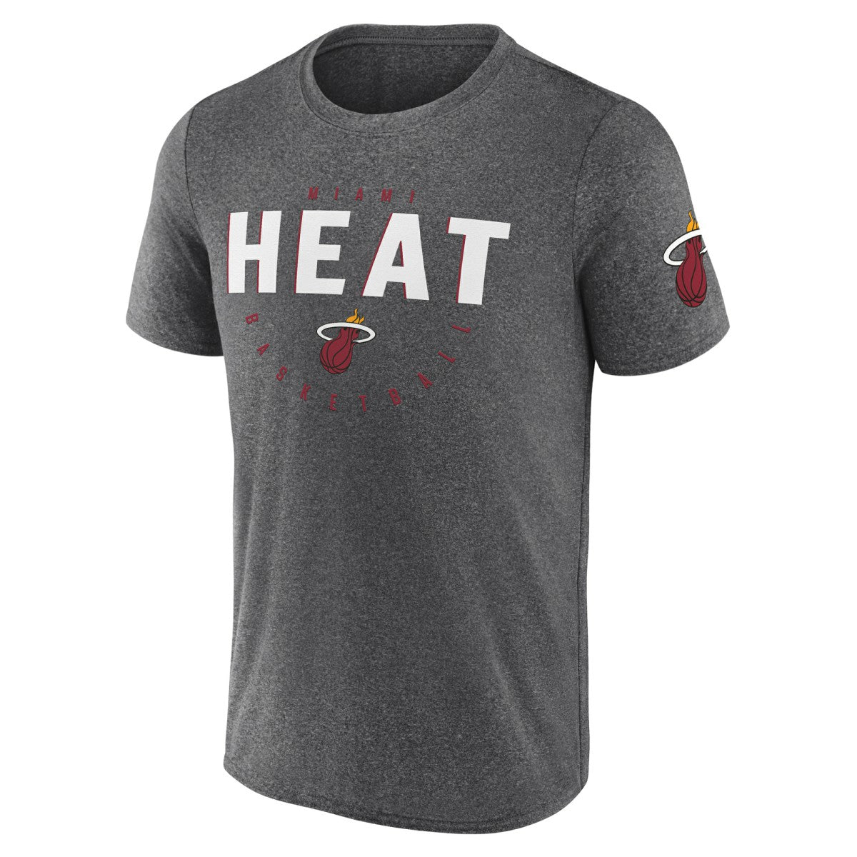 Heather Charcoal Miami Heat Logo Athletic Block Practice Performance T-Shirt | NBA