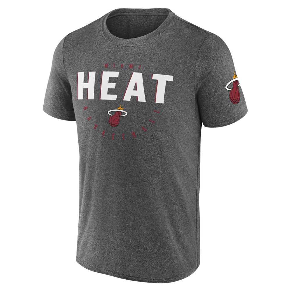 Heather Charcoal Miami Heat Logo Athletic Block Practice Performance T-Shirt | NBA