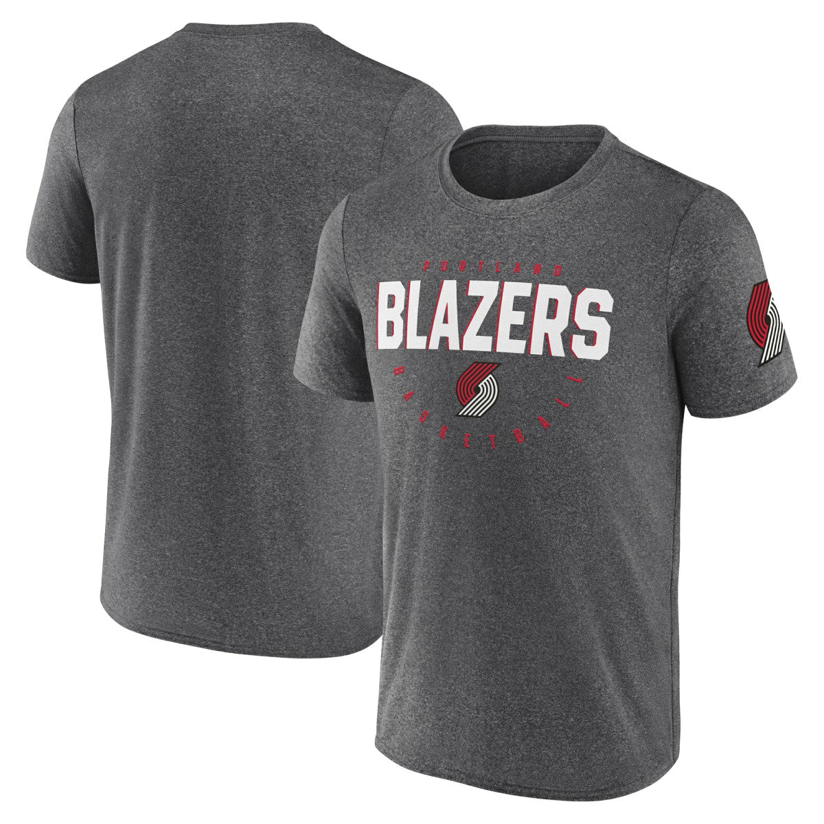 Heather Charcoal Portland Trail Blazers Logo Athletic Block Practice Performance T-Shirt | NBA