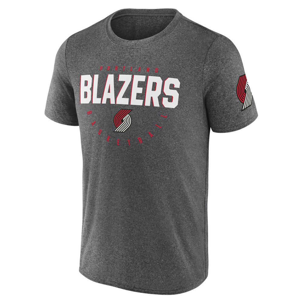 Heather Charcoal Portland Trail Blazers Logo Athletic Block Practice Performance T-Shirt | NBA