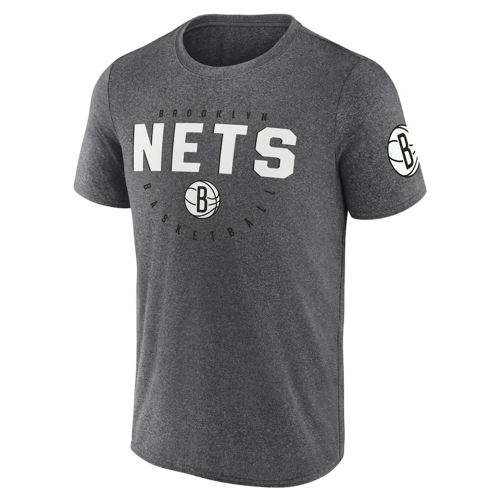 Heather Charcoal Brooklyn Nets Logo Athletic Block Practice Performance T-Shirt | NBA