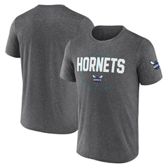 Heather Charcoal Charlotte Hornets Logo Athletic Block Practice Performance T-Shirt | NBA