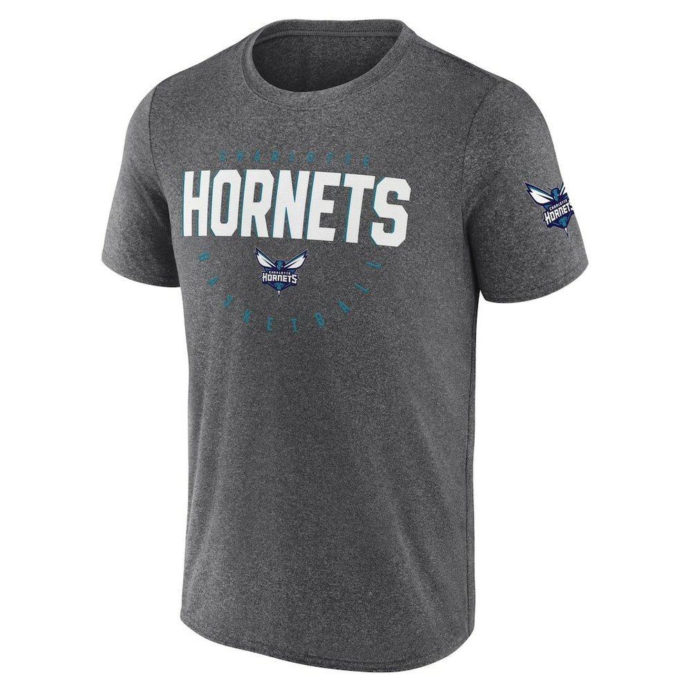 Heather Charcoal Charlotte Hornets Logo Athletic Block Practice Performance T-Shirt | NBA