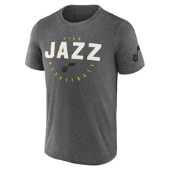Heather Charcoal Utah Jazz Logo Athletic Block Practice Performance T-Shirt | NBA
