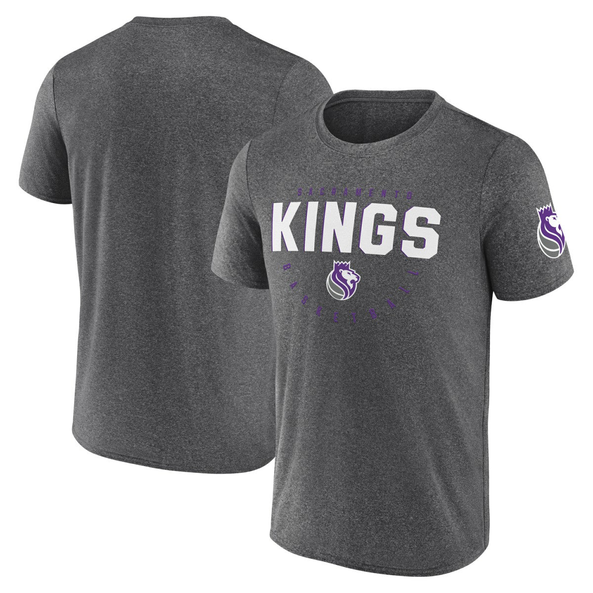 Heather Charcoal Sacramento Kings Logo Athletic Block Practice Performance T-Shirt | NBA