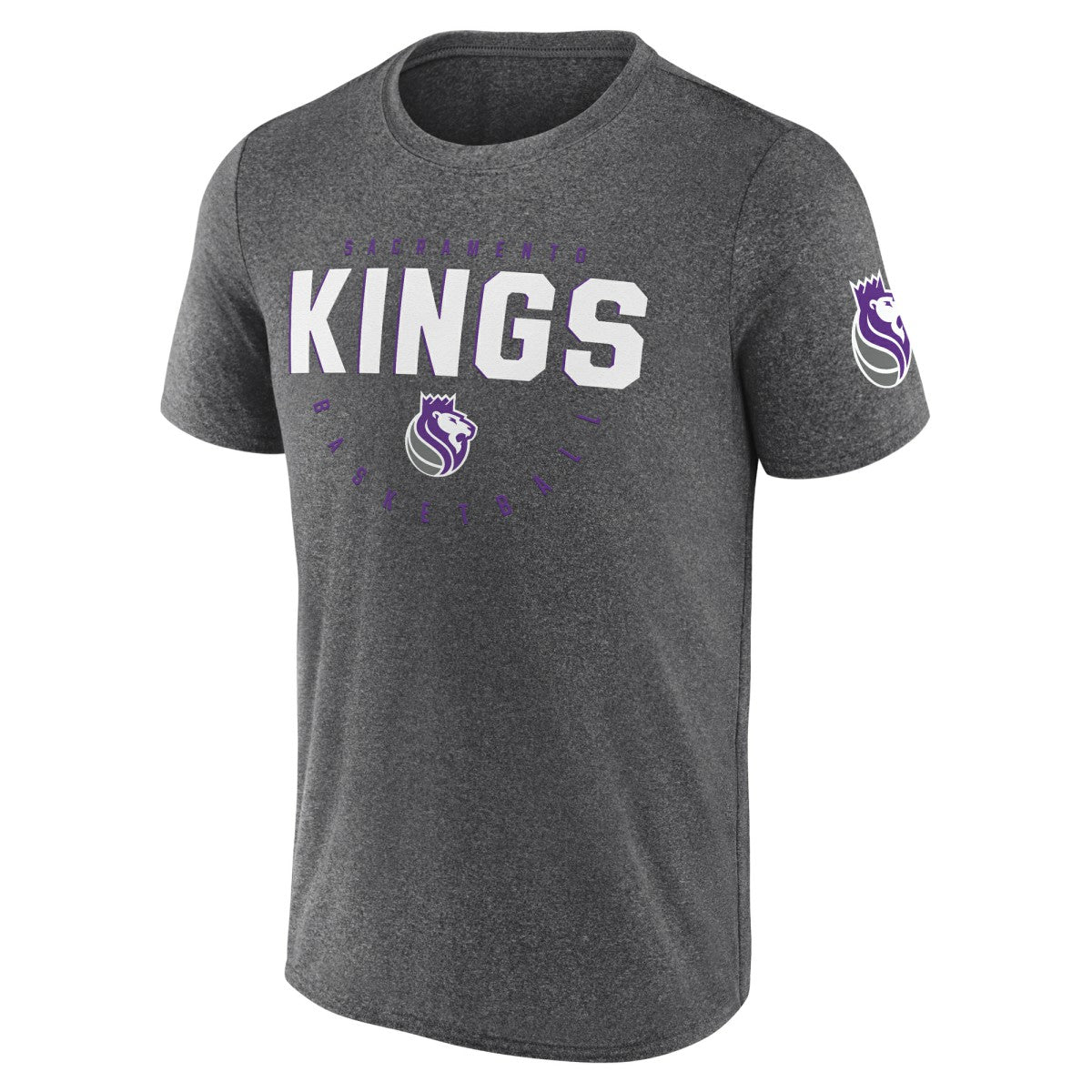 Heather Charcoal Sacramento Kings Logo Athletic Block Practice Performance T-Shirt | NBA