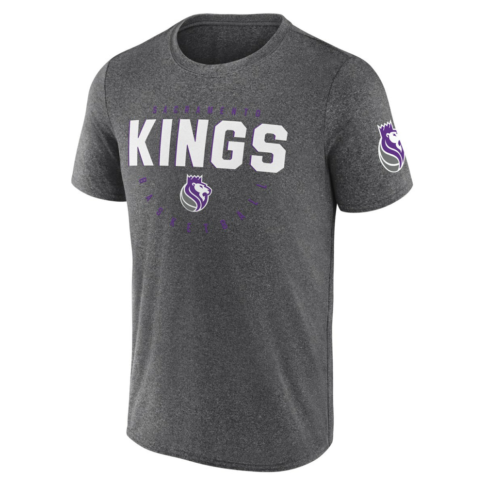 Heather Charcoal Sacramento Kings Logo Athletic Block Practice Performance T-Shirt | NBA
