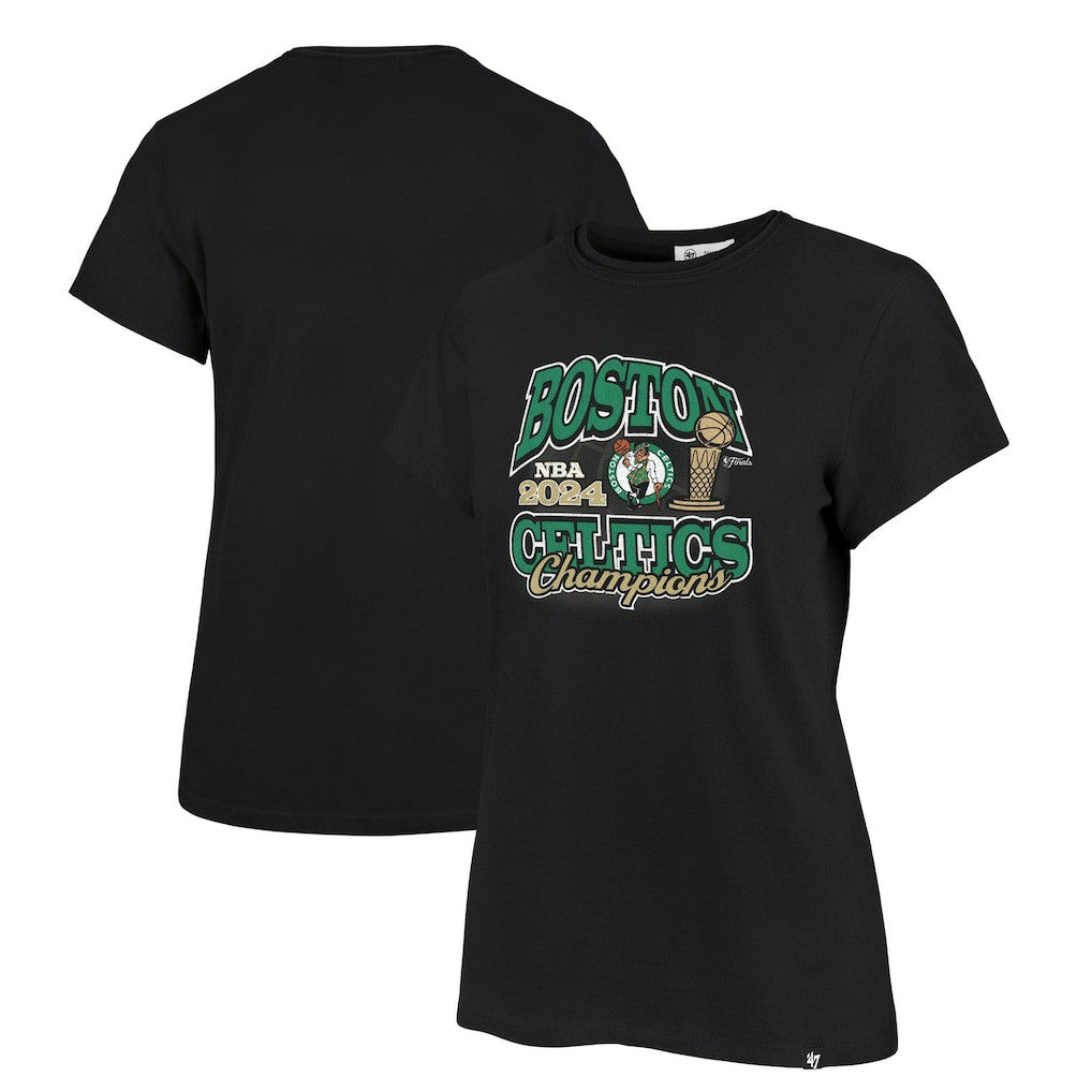Black Boston Celtics '47 Women's 2024 NBA Finals Champions Trophy Franklin T-Shirt | NBA