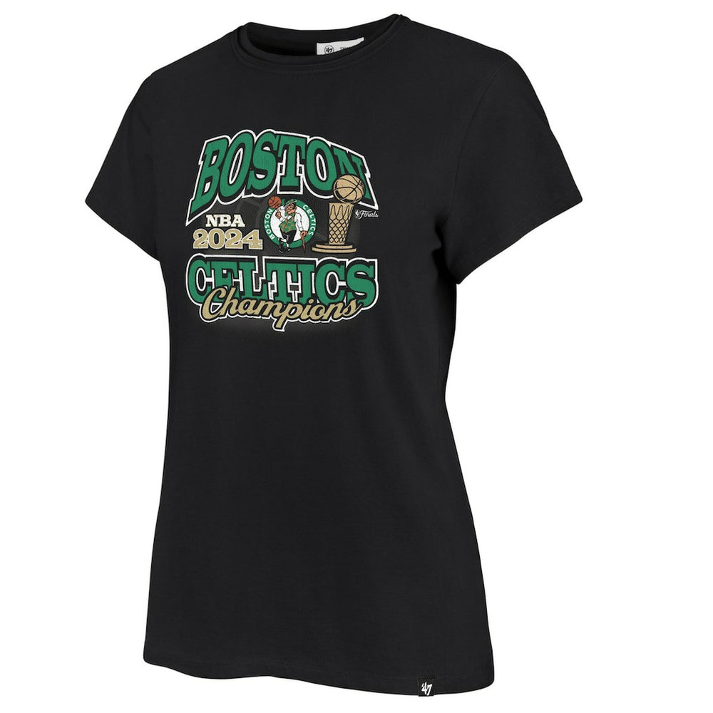 Black Boston Celtics '47 Women's 2024 NBA Finals Champions Trophy Franklin T-Shirt | NBA