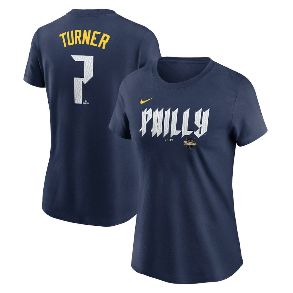 Trea Turner Philadelphia Phillies Nike Women's 2024 City Connect Fuse Player Name & Number T-Shirt - MLB T-shirts