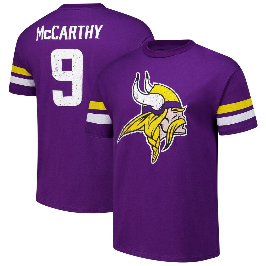 Minnesota Vikings J.J. McCarthy  Majestic Threads Name & Number Oversized Fit T-Shirt | NFL New