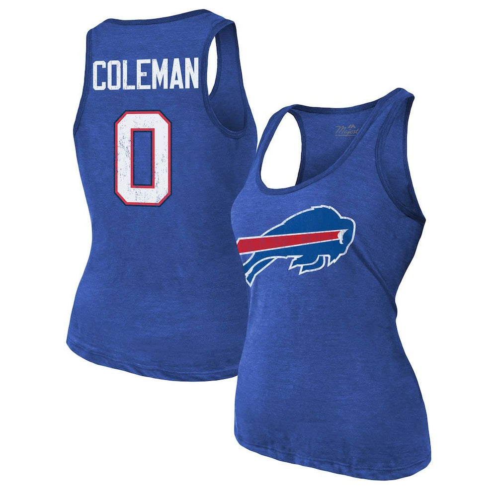 Buffalo Bills Keon Coleman  Majestic Threads Women's Name & Number Tri-Blend Scoop Neck Tank Top | NFL Discount