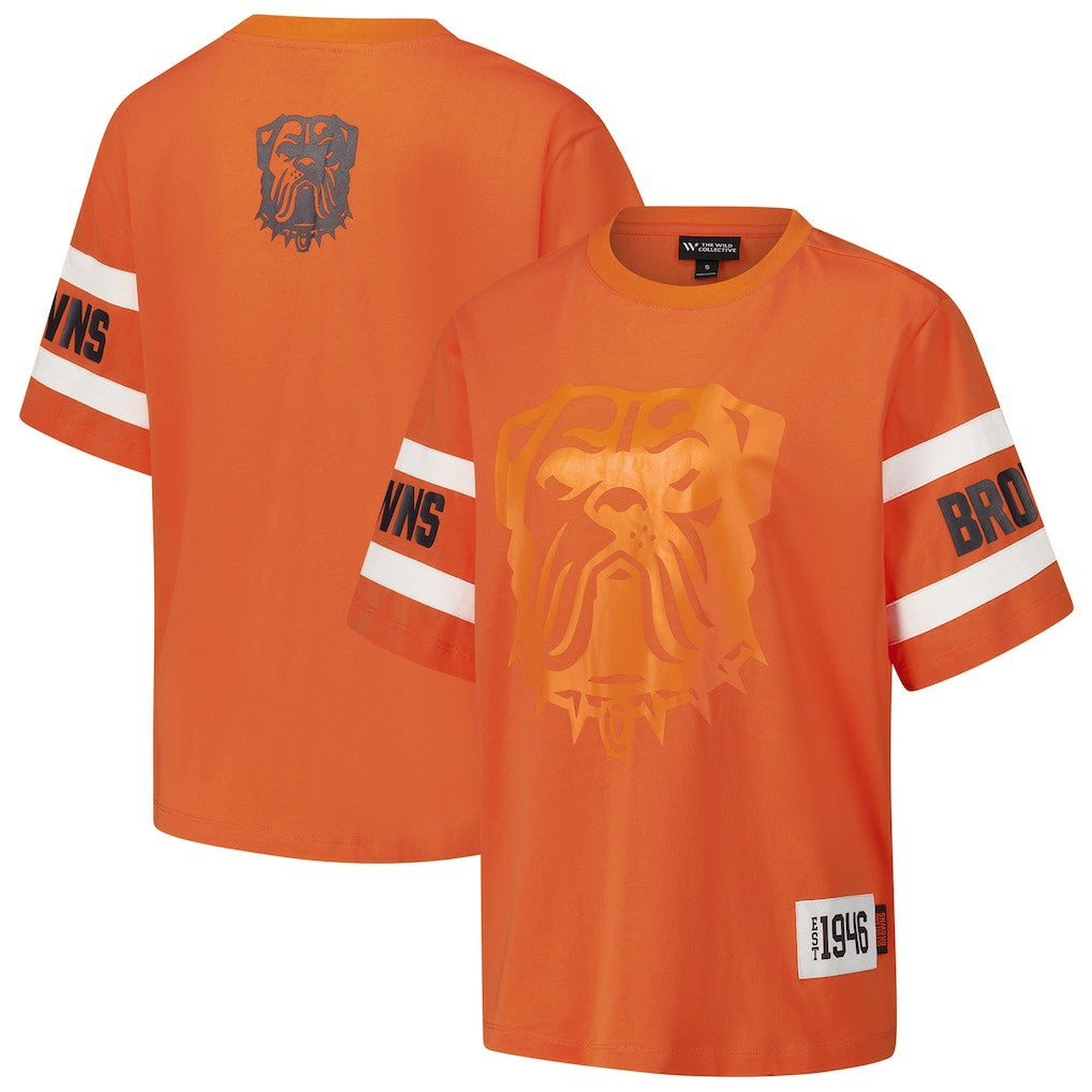 Cleveland Browns The Wild Collective Women's Drop Shoulder T-Shirt | NFL Discount