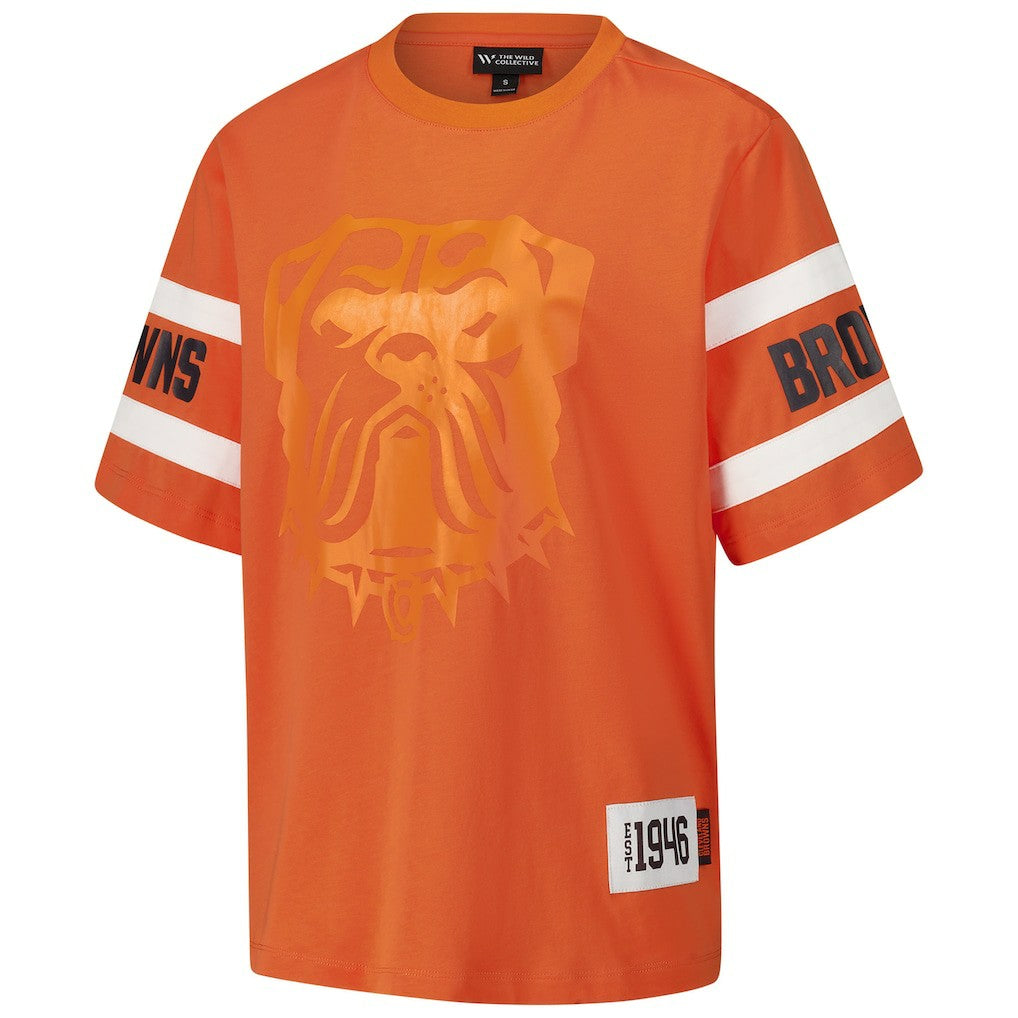 Cleveland Browns The Wild Collective Women's Drop Shoulder T-Shirt | NFL Discount