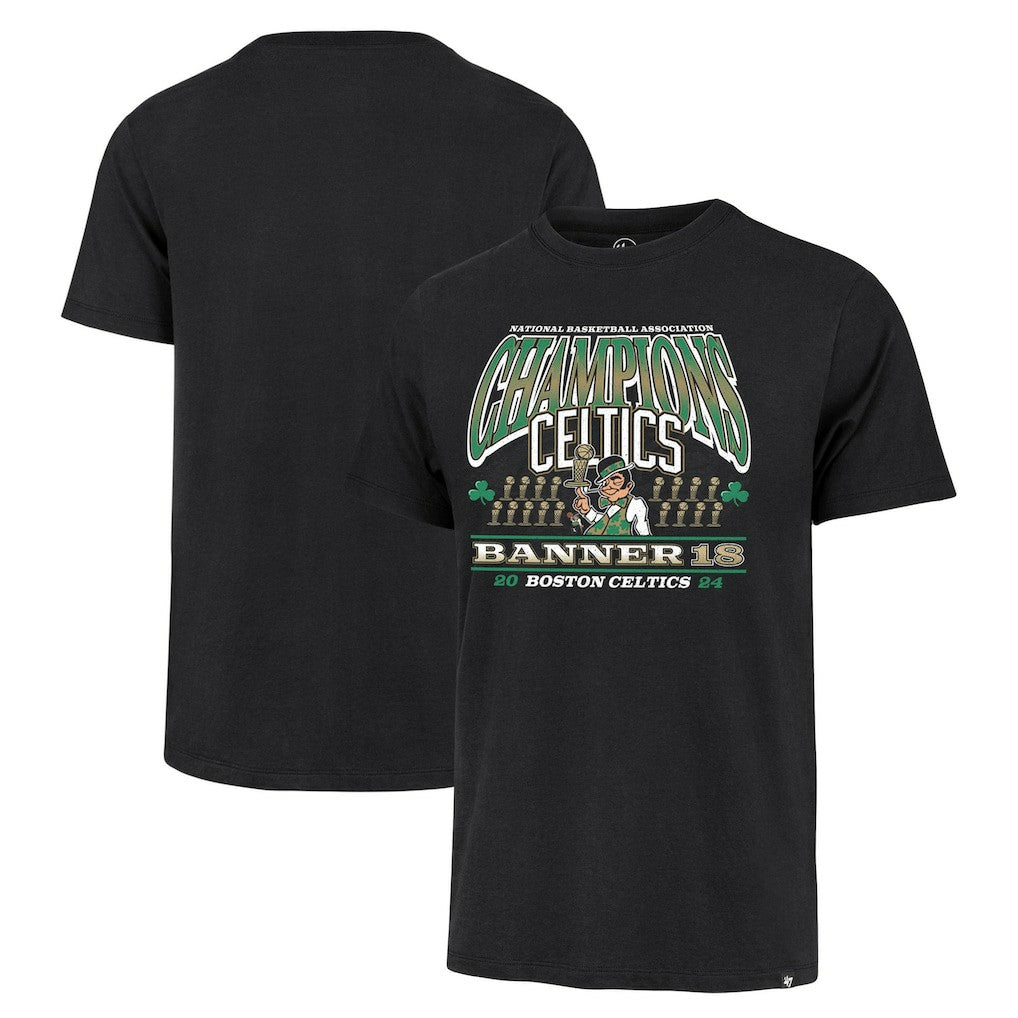 Black Boston Celtics '47 18-Time NBA Finals Champions Banner Franklin T-Shirt | NBA