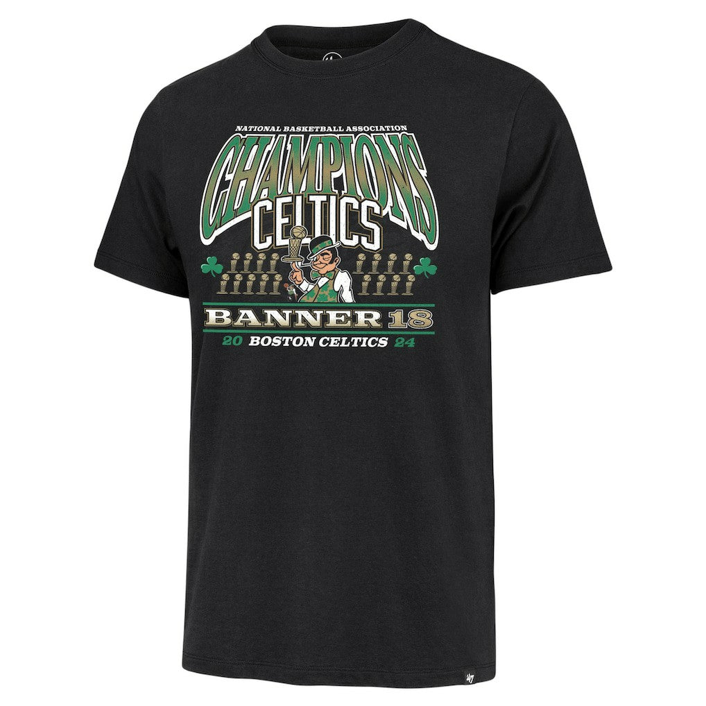 Black Boston Celtics '47 18-Time NBA Finals Champions Banner Franklin T-Shirt | NBA