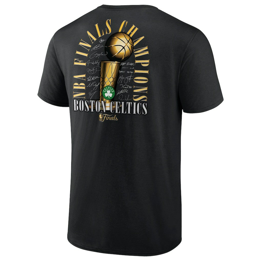 Black Boston Celtics 2024 NBA Finals Champions Big & Tall Fade Away Jumper Roster Signature T-Shirt | NBA