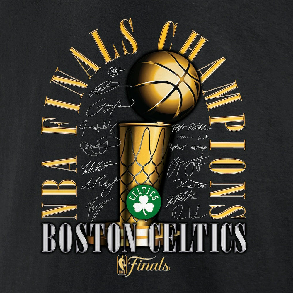 Black Boston Celtics 2024 NBA Finals Champions Big & Tall Fade Away Jumper Roster Signature T-Shirt | NBA