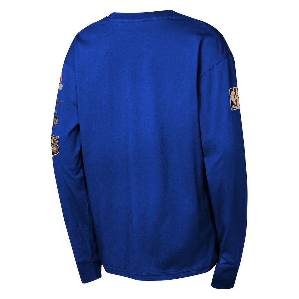 Royal Philadelphia 76ers Youth Hardwood Classics All Over Long Sleeve T-Shirt | NBA