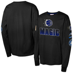 Black Orlando Magic Youth Hardwood Classics All Over Long Sleeve T-Shirt | NBA