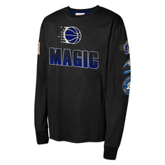 Black Orlando Magic Youth Hardwood Classics All Over Long Sleeve T-Shirt | NBA