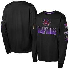 Black Toronto Raptors Youth Hardwood Classics All Over Long Sleeve T-Shirt | NBA