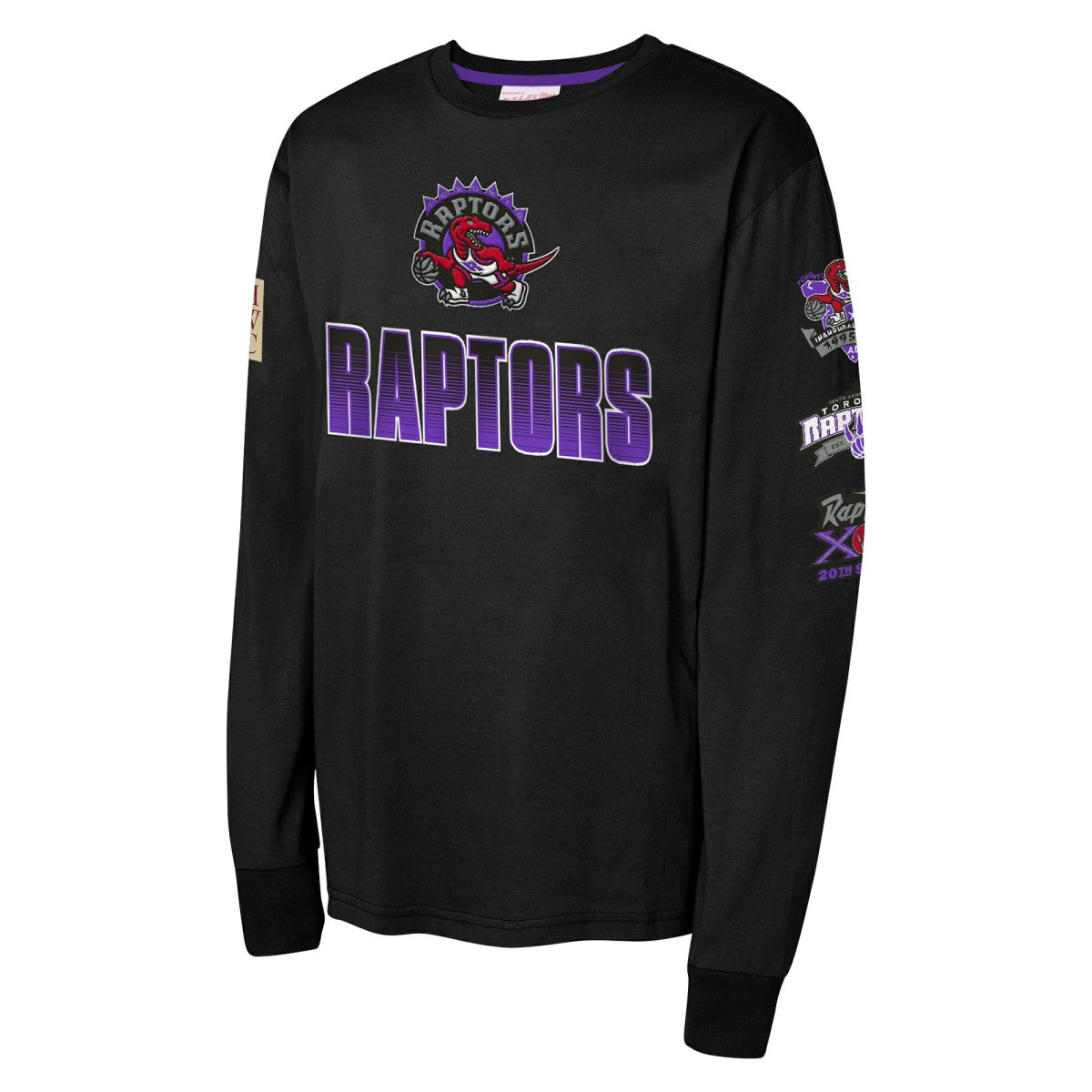 Black Toronto Raptors Youth Hardwood Classics All Over Long Sleeve T-Shirt | NBA