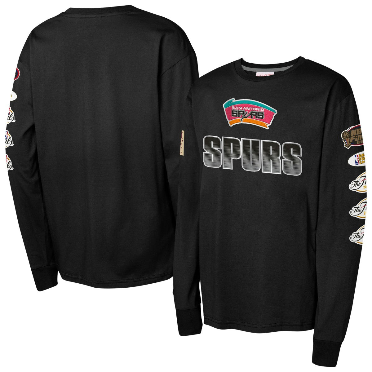 Black San Antonio Spurs Youth Hardwood Classics All Over Long Sleeve T-Shirt | NBA