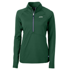 New York Jets Cutter & Buck Women's Primary Logo DryTec Adapt Eco Knit Stretch Recycled Raglan Half-Zip Top | NFL Sale