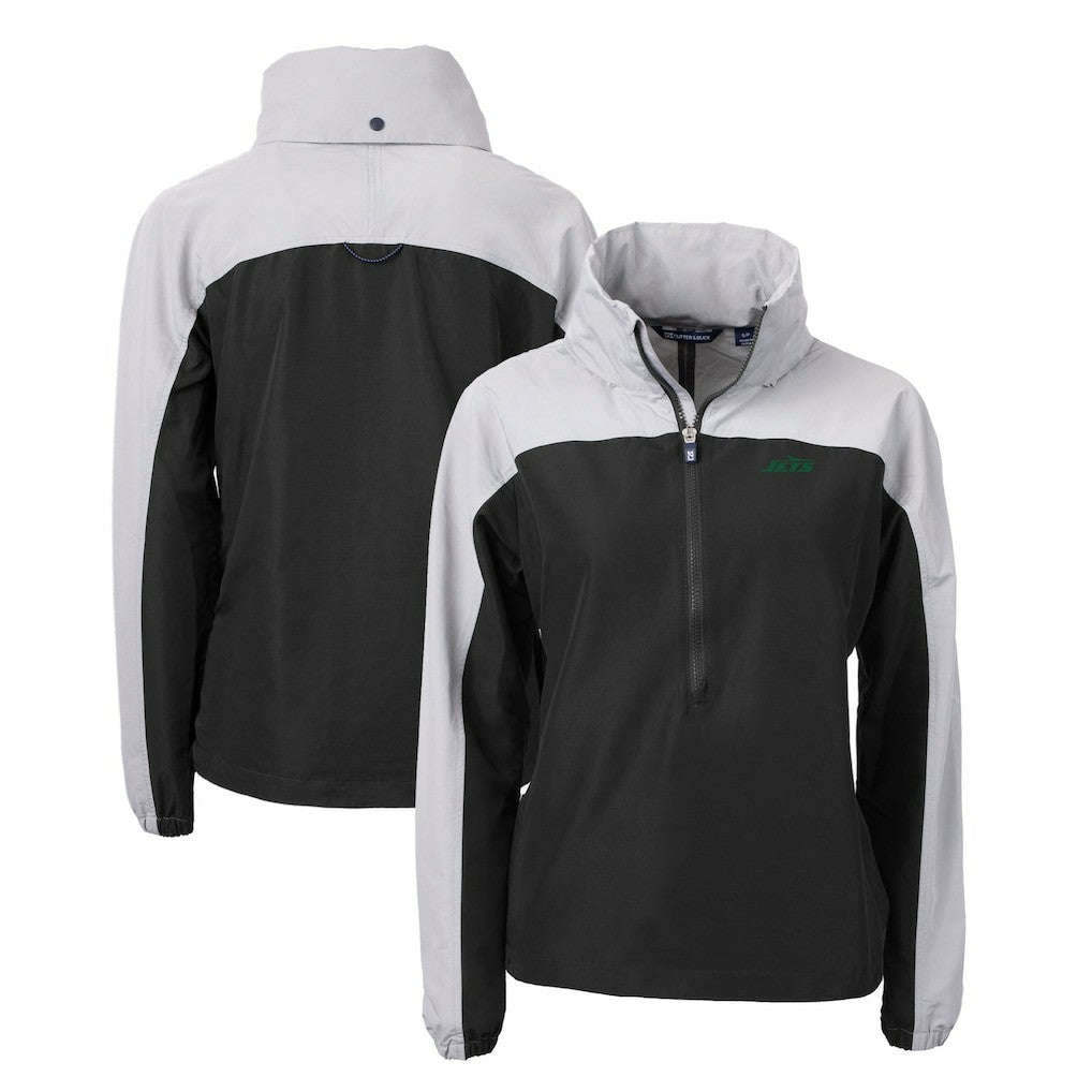 New York Jets Cutter & Buck Women's Primary Logo Charter Eco Recycled Half-Zip Hoodie Anorak Jacket | NFL US