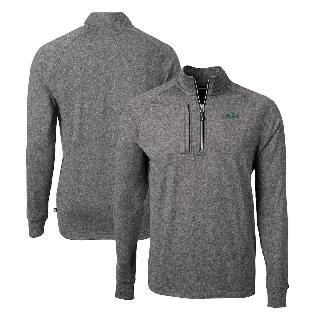 New York Jets Cutter & Buck Primary Logo Adapt Eco Knit Quarter-Zip Top | NFL Outlet