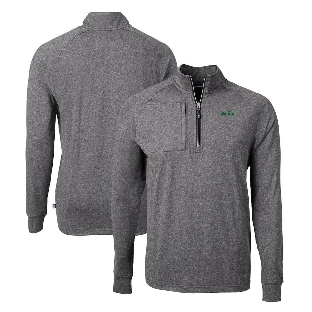 New York Jets Cutter & Buck Primary Logo Adapt Eco Knit Quarter-Zip Top | NFL Outlet