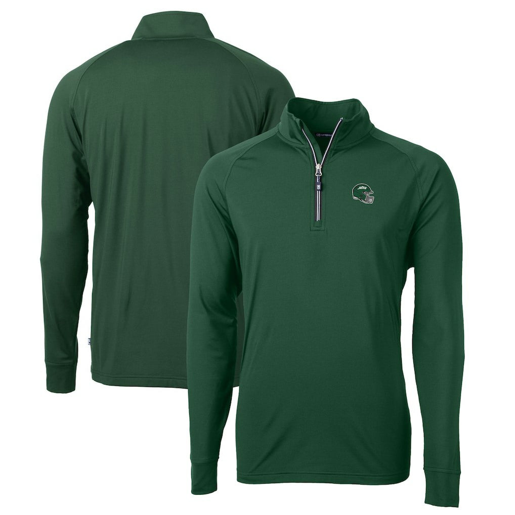 New York Jets Cutter & Buck Helmet Adapt Eco Knit Stretch Recycled Quarter-Zip Top | NFL Hot