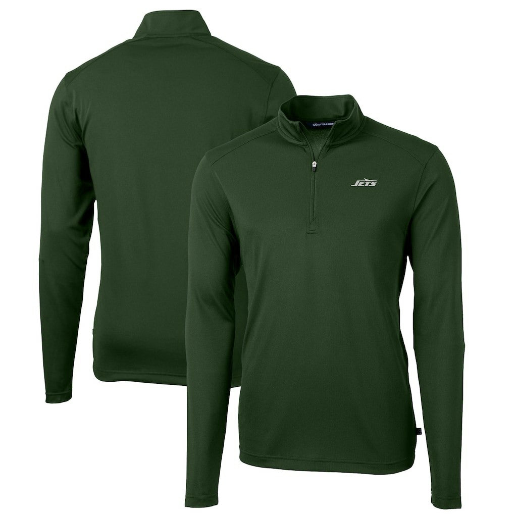 New York Jets Cutter & Buck Primary Logo Virtue Eco Pique Recycled Quarter-Zip Pullover Top | NFL Hot