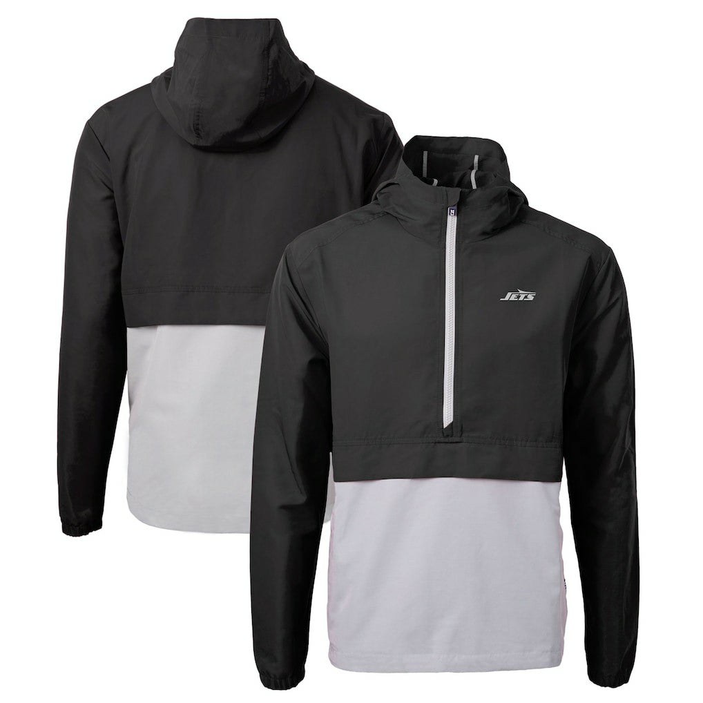 New York Jets Cutter & Buck Monochromatic Logo Charter Eco Recycled Half-Zip Anorak Jacket | NFL Sale
