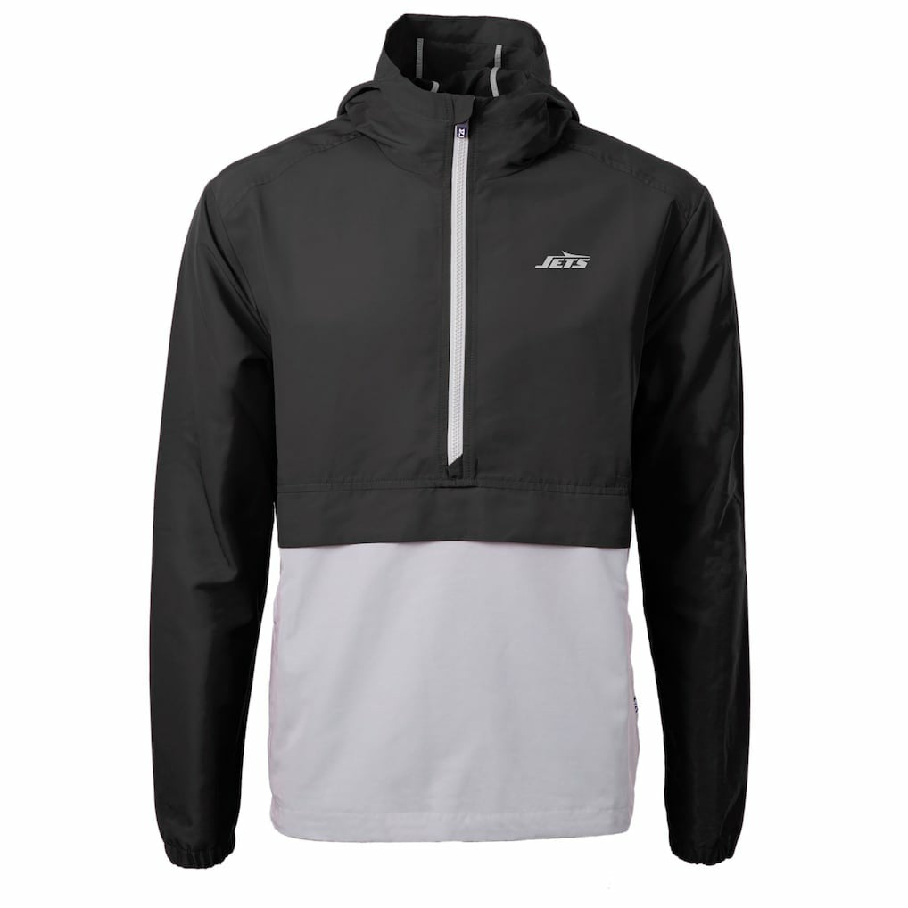 New York Jets Cutter & Buck Monochromatic Logo Charter Eco Recycled Half-Zip Anorak Jacket | NFL Sale