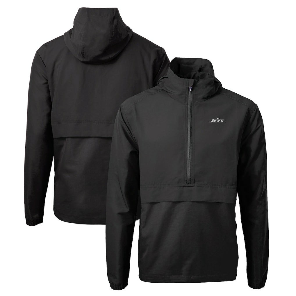 New York Jets Cutter & Buck Monochromatic Logo Charter Eco Recycled Half-Zip Anorak Jacket | NFL Sale