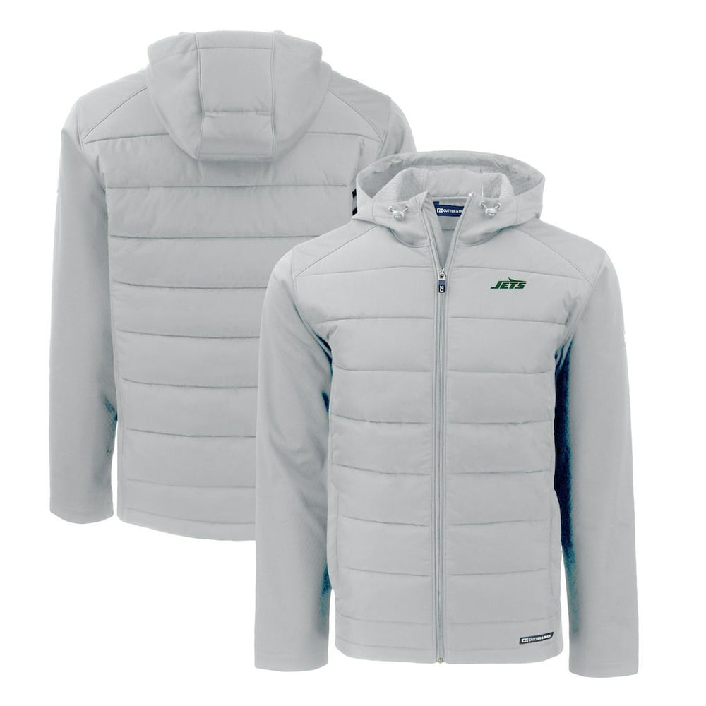 New York Jets Cutter & Buck Primary Logo Evoke Hybrid Eco Softshell Recycled Full-Zip Hooded Jacket | NFL On sale
