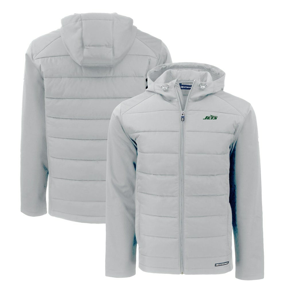 New York Jets Cutter & Buck Primary Logo Evoke Hybrid Eco Softshell Recycled Full-Zip Hooded Jacket | NFL On sale