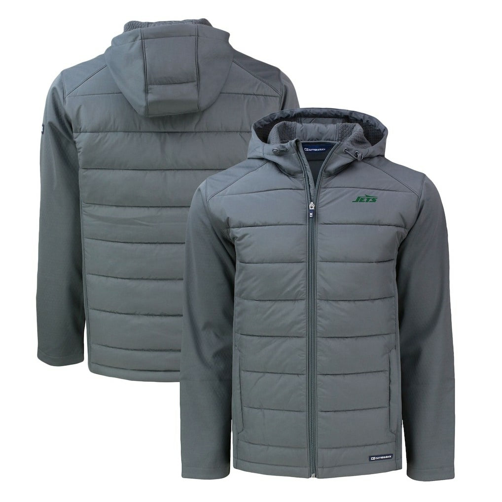 New York Jets Cutter & Buck Primary Logo Evoke Hybrid Eco Softshell Recycled Full-Zip Hooded Jacket | NFL On sale