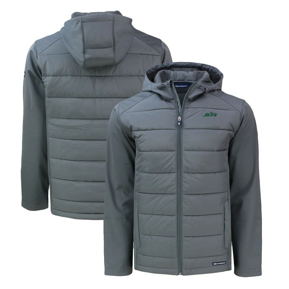 New York Jets Cutter & Buck Primary Logo Evoke Hybrid Eco Softshell Recycled Full-Zip Hooded Jacket | NFL On sale