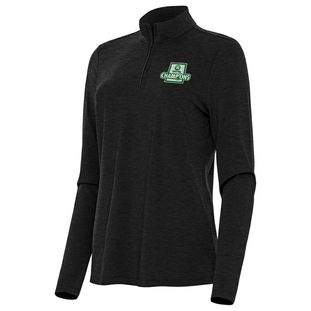Heather Black Boston Celtics Antigua Women's 2024 NBA Finals Champions Bright Quarter-Zip Pullover Top | NBA