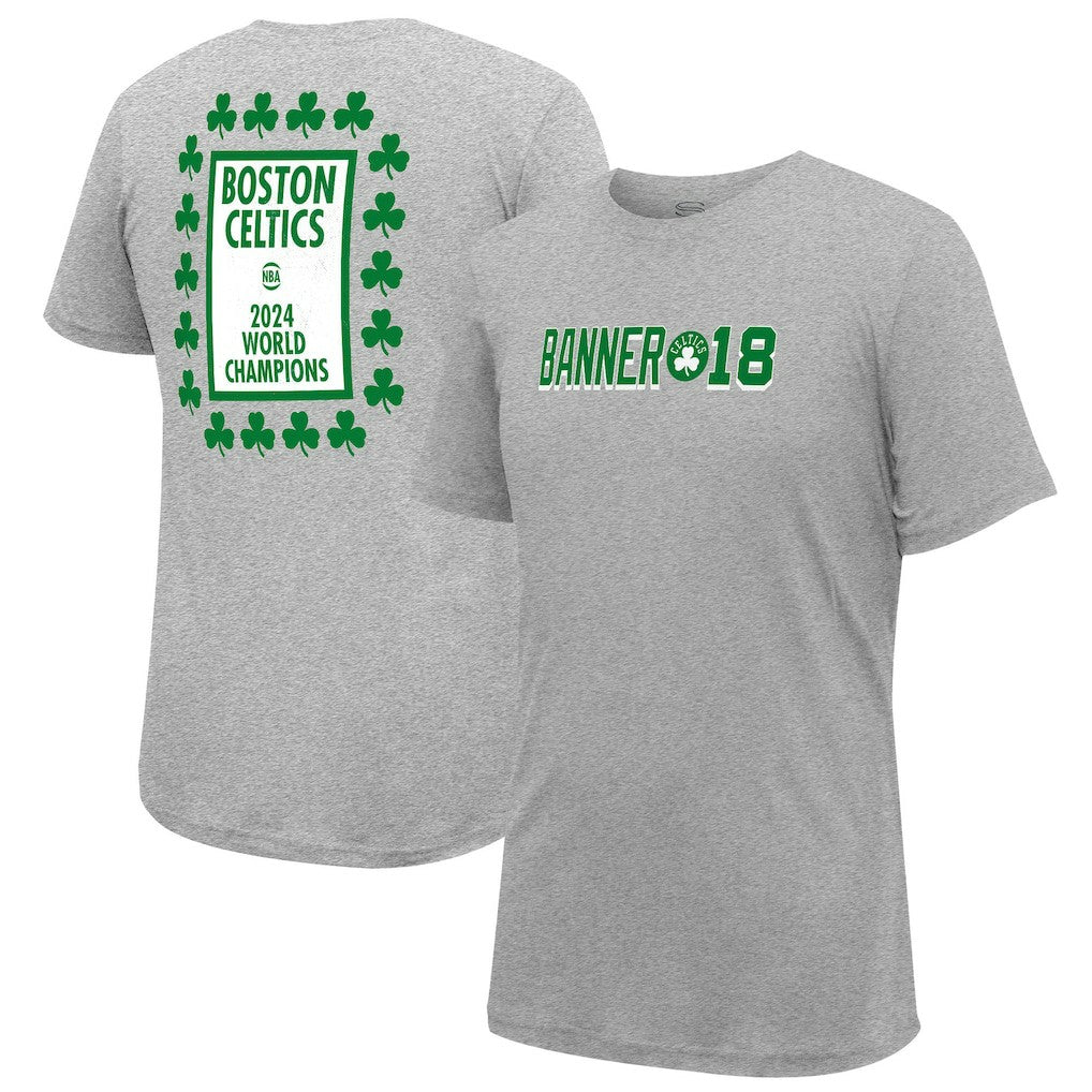 Heather Gray Boston Celtics Stadium Essentials 18-Time NBA Finals Champions Banner 18 Forever T-Shirt | NBA
